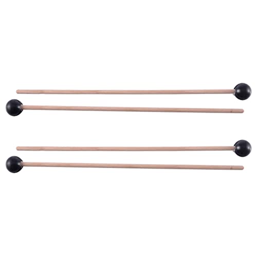 Feeuid 4 Stück aus weichem Gummi Kopf Schlägel Holzgriff Glocke für Glockenspiel Xylophon Glocke Schwarz von Feeuid