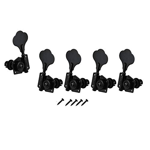 Feeuid 5 Stück Zubehör für Bassgitarre offen Vintage Stimmschlüssel Sprossen Stimmgeräte für mechanische Kopfteile Schwarz 1L4R für Bass 5 Saiten Schwarz von Feeuid