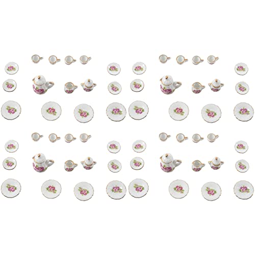 Feeuid 60 STK. Puppenhaus Miniatur Ware Porzellan Tee Set Teller Becher Teller Chinesische Rose von Feeuid