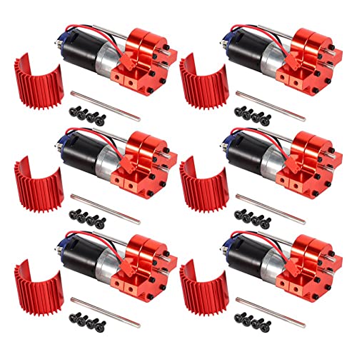 Feeuid 6X 370 Gebürsteter Motor + Getriebegehäuse des Kühlkörpers aus Legierung für C14 C24 B14 B24 Rot von Feeuid