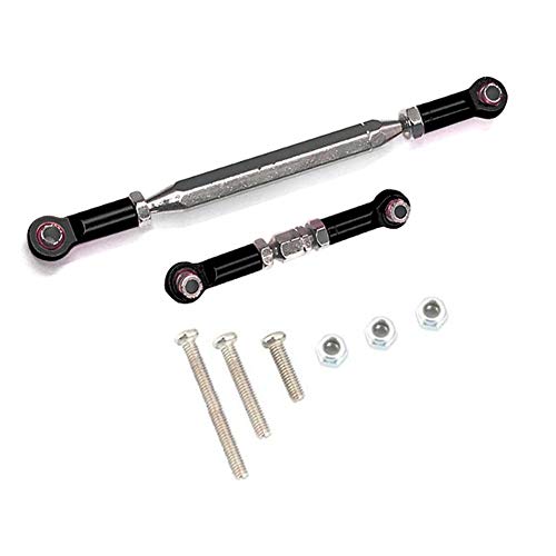 Feeuid Metall Verstellbares Lenk Gestänge Servo Link Zug Stange Spann Schloss für Mn D90 D99 Mn-90-45 1/12 Rc Auto Crawler, Schwarz von Feeuid