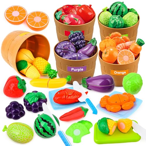 Fegalop Color Sorting Play Food Set 35 Pieces Cutting Toys ,Color and Food Sorting,Cutting Fruits and Veggies Food Kitchen Accessories ,Learning Toys Color Matching Games for Toddler Kids Fegalop Color Sorting Play Food Set 35 Pieces Cutting Toys ,Color and Food Sorting,Cutting Fruits and Veggies Food Kitchen Accessories ,Learning Toys Color Matching Games for Toddler Kids von Fegalop