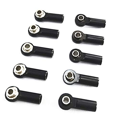 Fegtrty 10 StüCk Metall M2.5 Link Spur Stangen Kopf Gelenk für A959 12428 144001 C24 MN D90 MN99S RC Auto Teile, Schwarz von Fegtrty