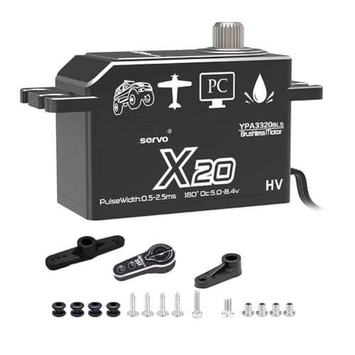 Fegtrtyoa 20KG-PWM-Digitaler Bürstenloser Servomotor mit Vollem Metallgetriebe, Großem Drehmoment und Flachem Profil für RC-Auto 1/8 1/10. von Fegtrtyoa