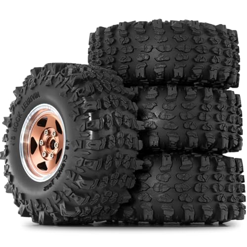 Fegtrtyoa 4 Stück 1,9-Metallreifenfelgen mit 118 mm Außendurchmesser für Axial SCX10 D90 Wraith 1/10 RC Climbing Crawler Autoteile Gold von Fegtrtyoa