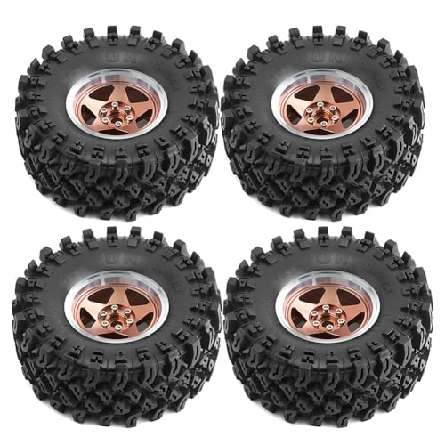 Fegtrtyoa 4 Stück 136 mm Metall 2,2 Beadlock Felgenreifensatz für 1/10 RC Crawler Auto für Axial SCX10 Wraith RR10 Capra TRX4 von Fegtrtyoa