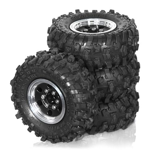Fegtrtyoa 4 Stück 51 mm 1,0 Metall-Beadlock-Radreifensatz für 1/18 1/24 RC Crawler Car TRX4M SCX24 FCX24 Upgrade-Teile Schwarz von Fegtrtyoa