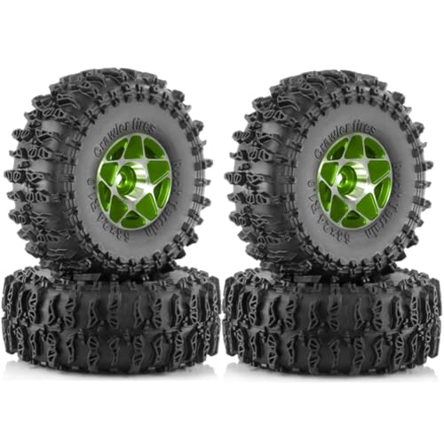 Fegtrtyoa 4 Stück 63 mm 1,0 Metall-Beadlock-Radreifensatz für 1/18 1/24 RC Crawler Car TRX4M SCX24 AX24 FCX24 Upgrade-Teile Grün von Fegtrtyoa