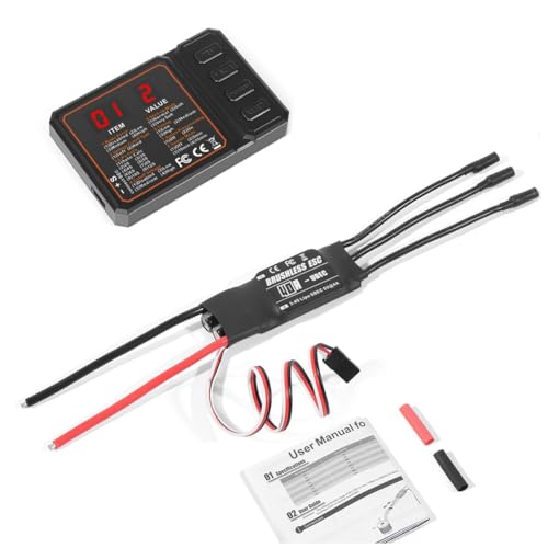 Fegtrtyoa 40A Brushless ESC 2-3S Lipo Unterstützung BEC Ausgang mit Programmierkarte für RC Auto Boot Flugzeug DIY Teile von Fegtrtyoa