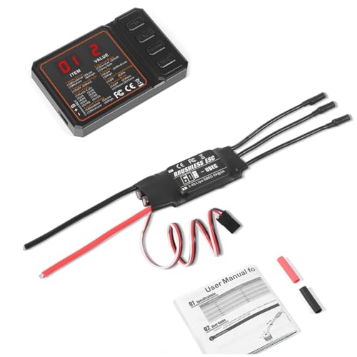 Fegtrtyoa 60A Brushless ESC 2-3S Lipo Unterstützung BEC Ausgang mit Programmierkarte für RC Auto Boot Flugzeug DIY Teile von Fegtrtyoa