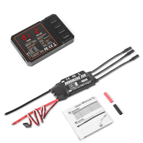 Fegtrtyoa 80A 2-3S Lipo Brushless ESC mit BEC-Ausgang und Programmierkarte für RC Auto Boot Flugzeug DIY Teile von Fegtrtyoa