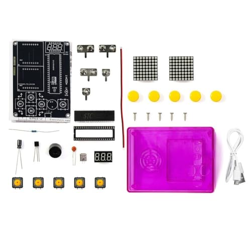 Fegtrtyoa DIY 51 Single-Chip-Spiel Pixel-Spielkonsole Produktionskit DIY-Schweiß-Training Elektronisches Purpurnes Gehäuse von Fegtrtyoa