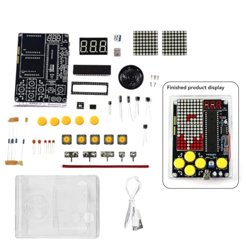 Fegtrtyoa DIY Pixel-Spiel-Kit mit Voice Mini Pixel-Spielkonsole Elektronik DIY-Kit Lötprojekt Praxis Löten Lernset A von Fegtrtyoa