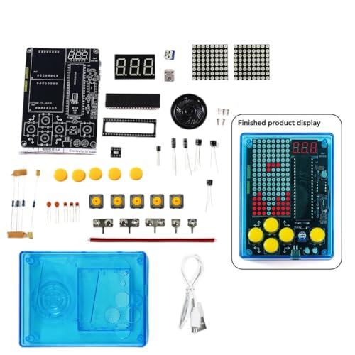 Fegtrtyoa DIY Pixel-Spielset mit Voice Mini Pixel-Spielkonsole Elektronik DIY-Kit Lötarbeits-Projektübung Lötar-Lernset C von Fegtrtyoa