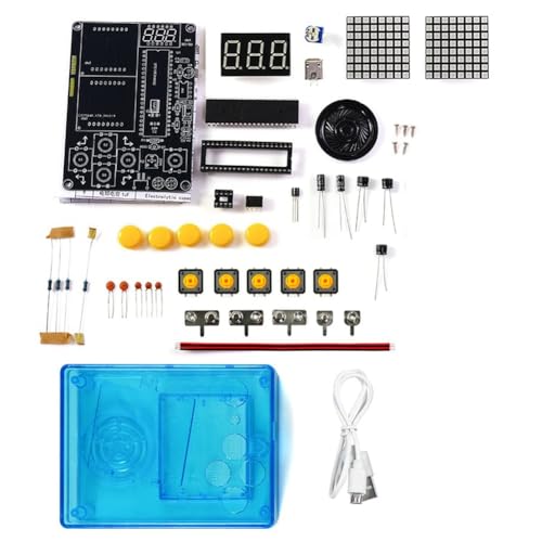 Fegtrtyoa Mini Pixel Spielkonsole Pixel Spielkonsole Produktion Elektronik-Lötproduktionskit Blaues Gehäuse von Fegtrtyoa