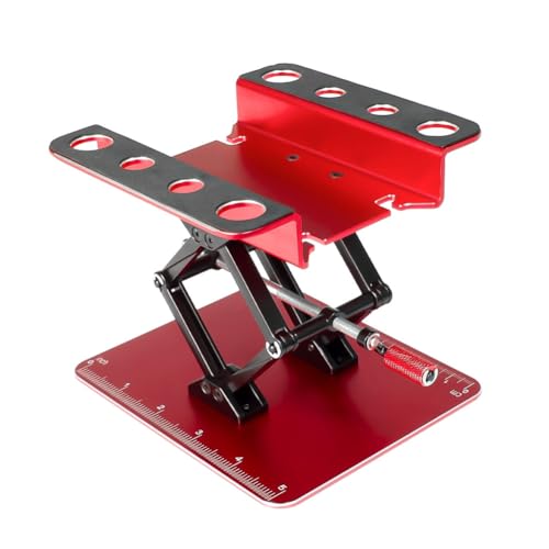 Fegtrtyoa RC Auto Reparatur Arbeitsständer Verstellbare Höhe Montageplattform Metall RC Auto Reparatur Arbeitsständer Rot von Fegtrtyoa
