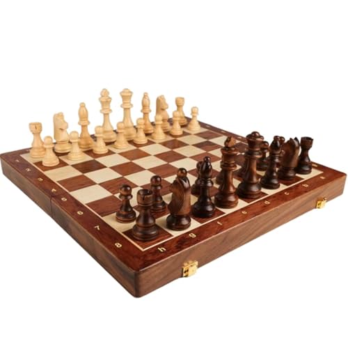 Fegtrtyoa Schachspiel Aus der Spitzenklasse, Faltbar, Groß, Traditionell, Klassisch, Handarbeit, Massivholzfiguren, Walnuss-Schachbrett, Geschenk für Kinder von Fegtrtyoa