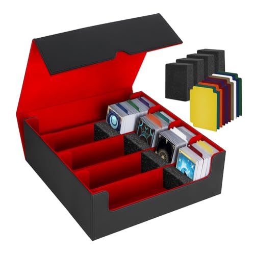 Fegtrtyoa Trading Card Aufbewahrungsbox Kartendeck Hülle Magnetische Kartenbox Schwarz+Rot von Fegtrtyoa