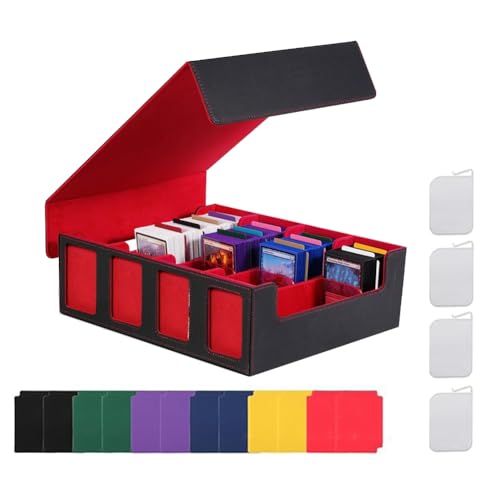 Fegtrtyoa Trading Card-Aufbewahrungsbox Kartendeckbox Magnetische Kartenschachtel Schwarz+Rot von Fegtrtyoa
