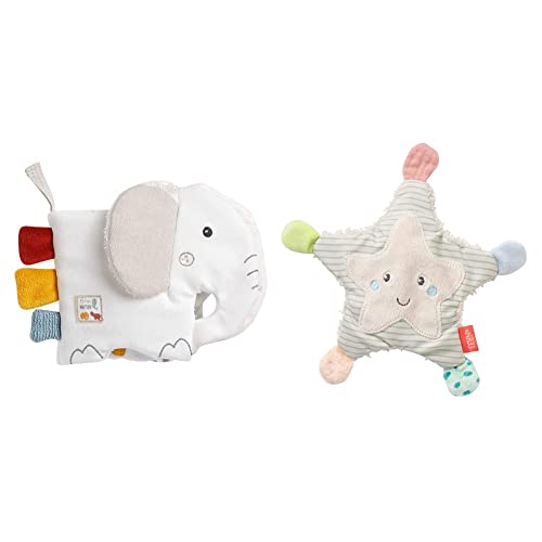 Fehn Soft Bilderbuch Elefant – mit Bio Baumwolle Stoff mit Tier Motiven & Fehn Knister Seestern – Activity Baby Raschel Spielzeug zum Greifen und Spielen - Activity-Rascheltier Babyspielzeug von Fehn