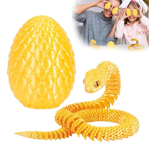 3D Gedruckt Schlange Artikuliert Flexible Schlange Realistische Slithering Design Leuchtende Tier für Schreibtisch Dekoration (Gold) von Fehodun