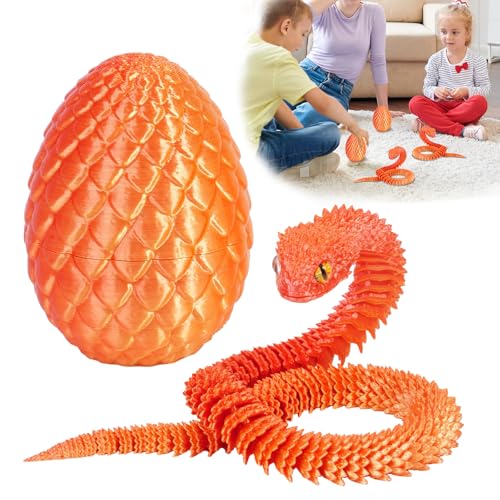 3D Gedruckt Schlange Artikuliert Flexible Schlange Realistische Slithering Design Leuchtende Tier für Schreibtisch Dekoration (RdGld) von Fehodun