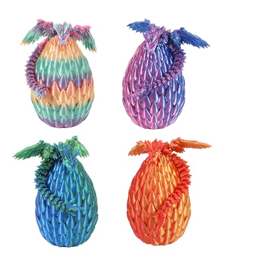 Fehodun 3D Gedruckte Drache mit Flügeln Artikuliert 8.5CM 3D Printed Drachen Dragon Egg Realistische Slithering Design Leuchtende Tier für Schreibtisch Dekoration von Fehodun