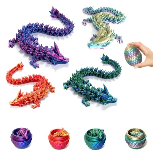 Fehodun 3D Gedruckte Drachen Artikuliert Flexible 3D Gedruckt Drachen Realistische Slithering Design Leuchtende Tier für Schreibtisch Dekoration von Fehodun