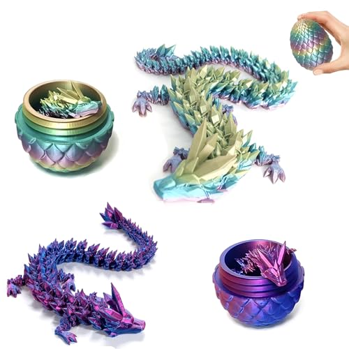 Fehodun 3D Gedruckte Drachen Artikuliert Flexible 3D Gedruckt Drachen Realistische Slithering Design Leuchtende Tier für Schreibtisch Dekoration von Fehodun