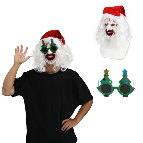 Fehodun Clown Maske Terrifier Clown Maske Scary Halloween Creepy Cosplay Kostüm Maske Horror Blutige Requisiten für Erwachsene (SDXC) von Fehodun