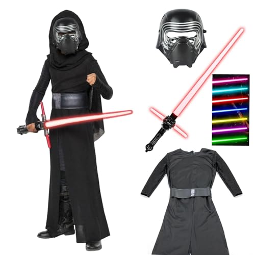 Fehodun Kind Kylo Ren Outfits Premium Jedi Tunika Kostüm mit Helm Lichtschwert Force Awakens Overall SW Halloween Black Serier Cosplay Outfits Fehodun Kind Kylo Ren Outfits Premium Jedi Tunika Kostüm mit Helm Lichtschwert Force Awakens Overall SW Halloween Black Serier Cosplay Outfits von Fehodun
