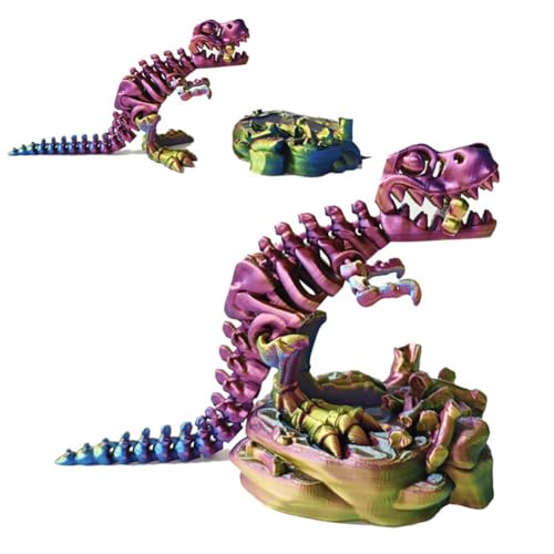 Fehploh 3D-gedruckte Dinosaurier-Skelette, Figuren, Knochen, 3D-Gedruckter, voll beweglicher T-Rex, Angstlinderung, Büro, Zuhause, Schreibtisch, Dekoration, Spielzeug, Geschenke for Jungen u von Fehploh