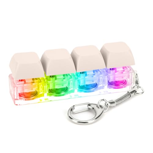 Fehploh Tastatur-Zappel-Schlüsselanhänger, 4 Tasten, Tastatur-Dekompressionsspielzeug mit LED-Lichttaste, Stressabbau, DIY-Tastaturwürfel-Spielzeug for Erwachsene, um Stress abzubauen, Sich von Fehploh