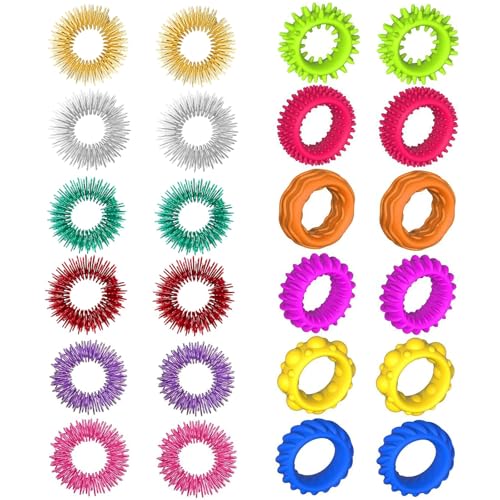 24er-Pack Zappelspielzeuge für Kinder, Stress Spielzeug für Kinder, sensorische Ringe, sensorischen Ringen zur Entspannung und Fokusförderung, leises Zappeln gegen Angst im Klassenzimmer von FeiOne