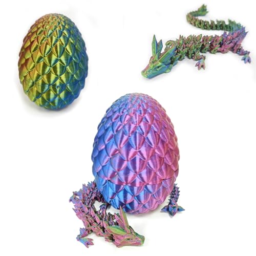 3D Printed Movable Dragon Toy, 3D Drache Im Ei, Easter Surprise Dragon Egg Figures, Drachenei Mit Drache, Easter Gifts, Children, Desk Toy, Dragon Ornament for Cars, Offices, Homes (Laserfarbe) von FeiOne