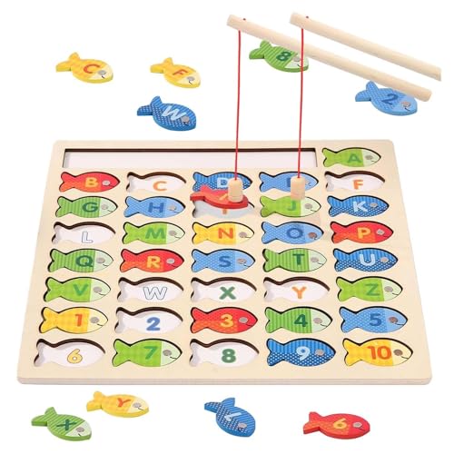 Magnetische Buchstaben Zahlen Angeln Spiel, Holz ABC Spiel, Ab 2 3 4 Jahre Magnetbuchstaben Montessori Pädagogisches Spielzeug, Angeln Geschenk Für Mädchen Und Jungen Lern Buchstaben und Zahlen von FeiOne