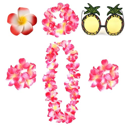 FeiOne 5-Teiliges Set Hawaii Outfit Damen mit Blumenkranz, Blumenhaarband, Blumenarmbandes, Blütenkopfes & Ananas-Sonnenbrille – Perfekt für Strandpartys, Sommerfeste & Karneval FeiOne 5-Teiliges Set Hawaii Outfit Damen mit Blumenkranz, Blumenhaarband, Blumenarmbandes, Blütenkopfes & Ananas-Sonnenbrille – Perfekt für Strandpartys, Sommerfeste & Karneval von FeiOne