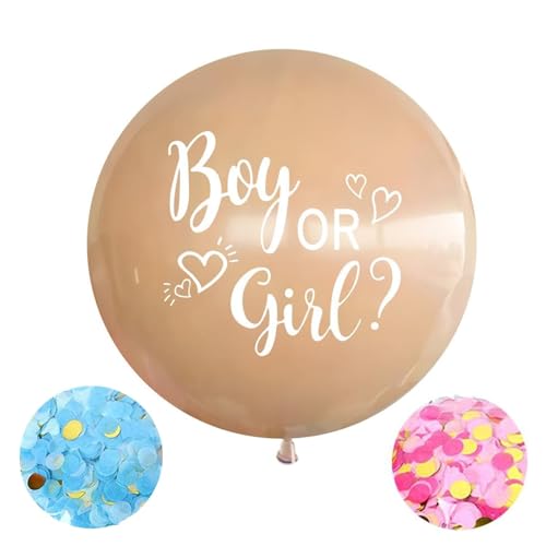 Gender Reveal Balloon XXL 90cm Latexballon – mit Rosa-Blau-Konfetti, ideal zur Baby-Geschlechtsverkündung, heliumgefüllt, Boy or Girl Deko von FeiOne