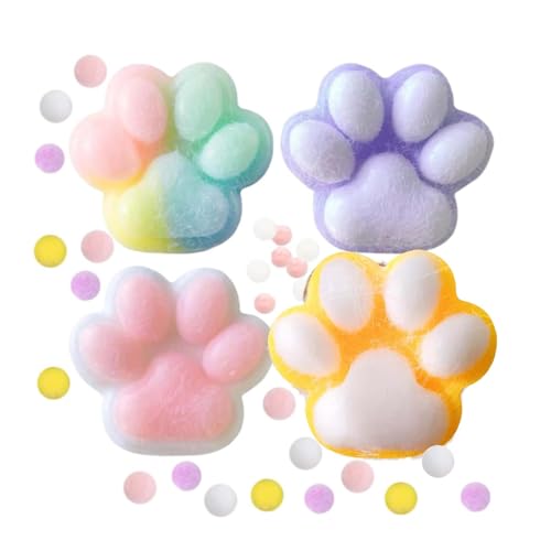 FeiOne Taba Squishy, Katzenpfoten Squishy, Cute Soft Cat Paws Squeeze Toy, Stress Relief Fidget Toys, Unisex (Lila, Weiß, Gelb) von FeiOne