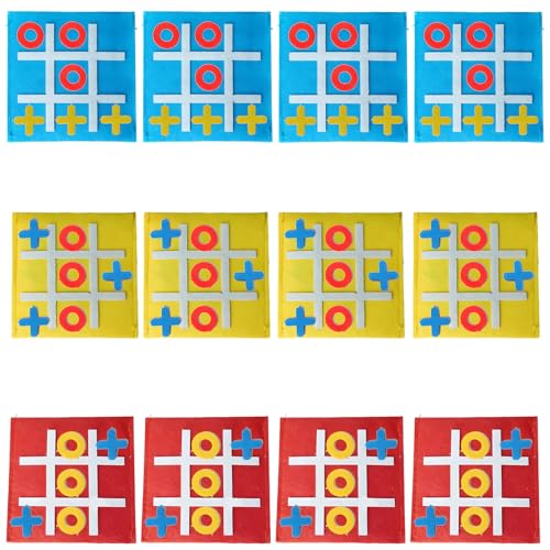 Tic Tac Toe Spiel – 12 Stück Filz Tic Tac Mini in Bunt – Klassisches Lernspielzeug & Mitgebsel Kindergeburtstag – Für Geburtstag, Kindertag, Zuhause, Schule & Party von FeiOne