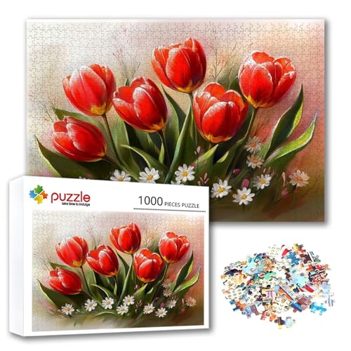 Puzzle 1000 Teile Blume, Puzzle Erwachsene 1000 Teile Tulpe, Klassische Holzpuzzles 75 x 50 cm, Lernspiel Herausforderung Spielzeug, Zimmer Wanddeko, Einzigartiges Geschenk für Frauen/Männer O-1 Puzzle 1000 Teile Blume, Puzzle Erwachsene 1000 Teile Tulpe, Klassische Holzpuzzles 75 x 50 cm, Lernspiel Herausforderung Spielzeug, Zimmer Wanddeko, Einzigartiges Geschenk für Frauen/Männer O-1 von FeiPride