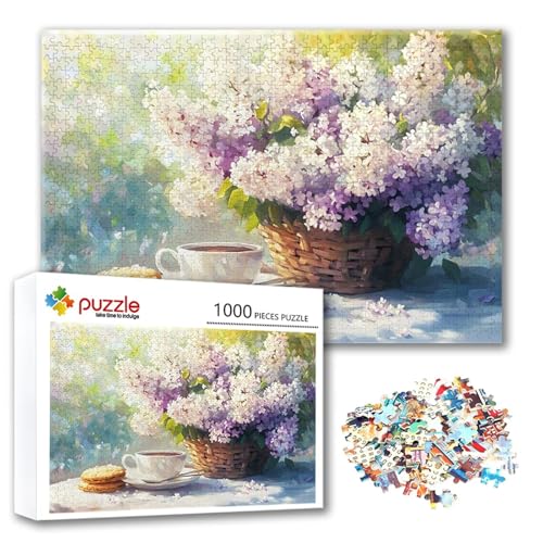 Puzzle 1500 Teile Blume, Puzzle Erwachsene 1500 Teile Kaffee, Klassische Holzpuzzles 87 x 57 cm, Lernspiel Herausforderung Spielzeug, Zimmer Wanddeko, Einzigartiges Geschenk für Frauen/Männer A-8 von FeiPride