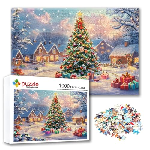 Puzzle 1500 Teile Landschaft, Puzzle Erwachsene 1500 Teile Weihnachtsbaum, Klassische Holzpuzzles 87 x 57 cm, Lernspiel Herausforderung Spielzeug, Moderne Zimmer Wanddeko, Geschenk für Frauen K-0 von FeiPride