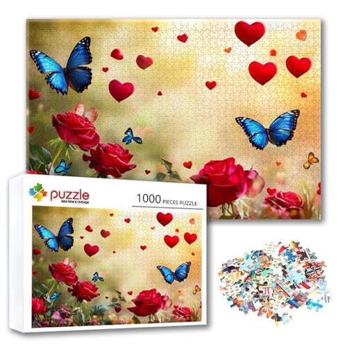 Puzzle 1500 Teile Schmetterling, Puzzle Erwachsene 1500 Teile Rose, Klassische Holzpuzzles 87 x 57 cm, Lernspiel Herausforderung Spielzeug, Moderne Zimmer Wanddeko, Geschenk für Frauen/Männer I-9 Puzzle 1500 Teile Schmetterling, Puzzle Erwachsene 1500 Teile Rose, Klassische Holzpuzzles 87 x 57 cm, Lernspiel Herausforderung Spielzeug, Moderne Zimmer Wanddeko, Geschenk für Frauen/Männer I-9 von FeiPride