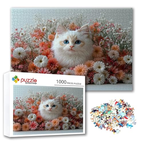 Puzzle 2000 Teile Blume, Puzzle Erwachsene 2000 Teile Katze, Klassische Holzpuzzles 100 x 70 cm, Lernspiel Herausforderung Spielzeug, Zimmer Wanddeko, Einzigartiges Geschenk für Frauen/Männer B-1 von FeiPride