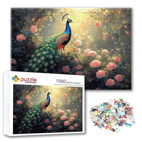 Puzzle 2000 Teile Pfau, Puzzle Erwachsene 2000 Teile Blume, Klassische Holzpuzzles 100 x 70 cm, Lernspiel Herausforderung Spielzeug, Zimmer Wanddeko, Einzigartiges Geschenk für Frauen/Männer E-7 von FeiPride