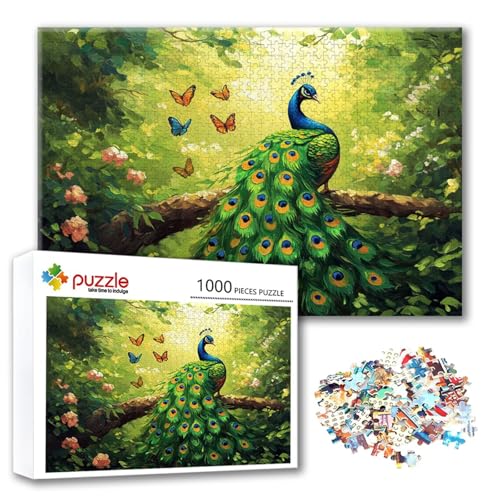 Puzzle 2000 Teile Pfau, Puzzle Erwachsene 2000 Teile Tier, Klassische Holzpuzzles 100 x 70 cm, Lernspiel Herausforderung Spielzeug, Zimmer Wanddeko, Einzigartiges Geschenk für Frauen/Männer R-1 von FeiPride