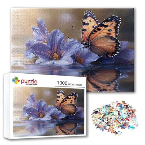 Puzzle 2000 Teile Schmetterling, Puzzle Erwachsene 2000 Teile Blume, Klassische Holzpuzzles 100 x 70 cm, Lernspiel Herausforderung Spielzeug, Moderne Zimmer Wanddeko, Geschenk für Frauen/Männer M-9 von FeiPride