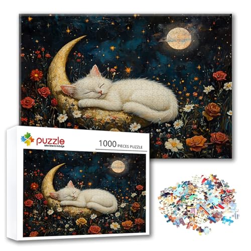 Puzzle 300 Teile Katze, Puzzle Erwachsene 300 Teile Blume, Klassische Holzpuzzles 40 x 28 cm, Lernspiel Herausforderung Spielzeug, Moderne Zimmer Wanddeko, Einzigartiges Geschenk für Frauen/Männer K-5 von FeiPride