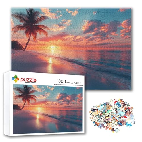Puzzle 300 Teile Meer, Puzzle Erwachsene 300 Teile Sonnenuntergang, Klassische Holzpuzzles 40 x 28 cm, Lernspiel Herausforderung Spielzeug, Moderne Zimmer Wanddeko, Geschenk für Frauen/Männer A-9 von FeiPride